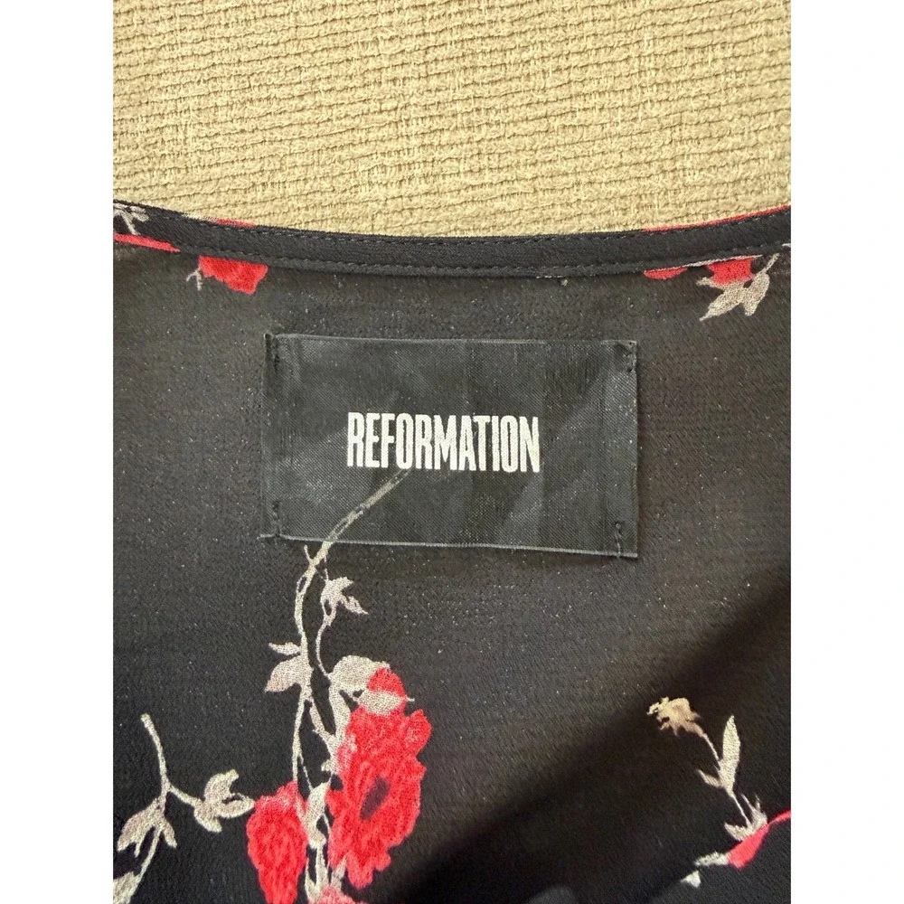 Reformation Womens Nicole Wrap Floral Midi Dress Long Sleeve Size L Boho Cottage - Picture 5 of 10